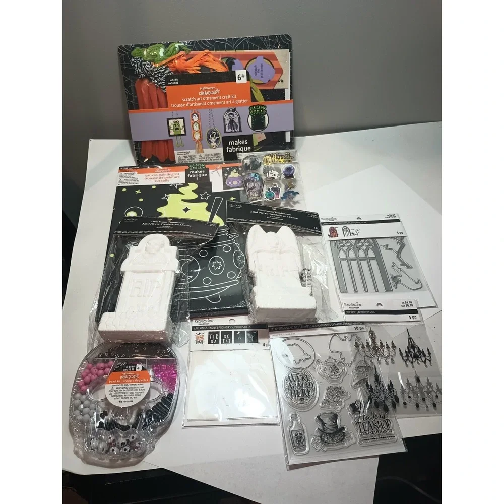 Halloween Craft Supply Lot Creatology Recollections Stamps Stencils Foam Tombs
